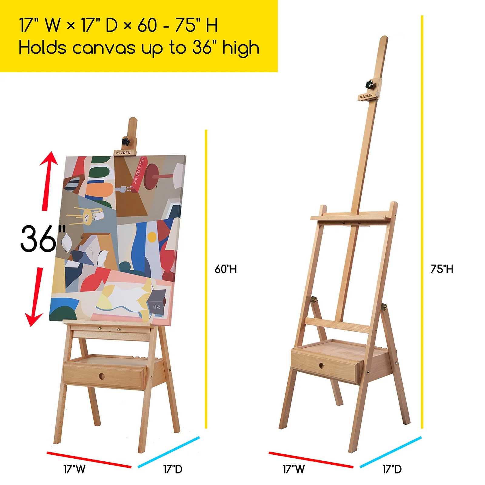 MEEDEN Studio H-Frame Floor Easel with Storage Drawer-HJ-1A - Image 6