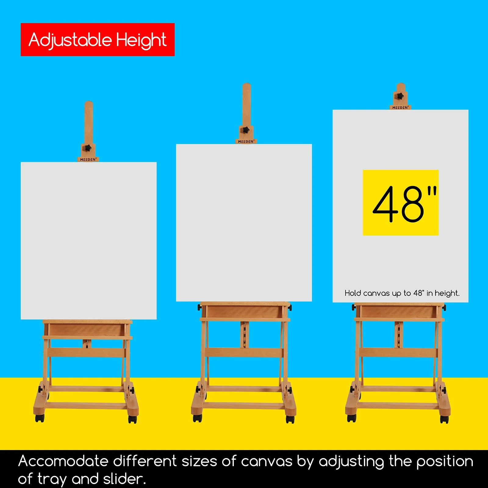 MEEDEN H-Frame Artist Easel with Storage Tray-W02 - Image 5